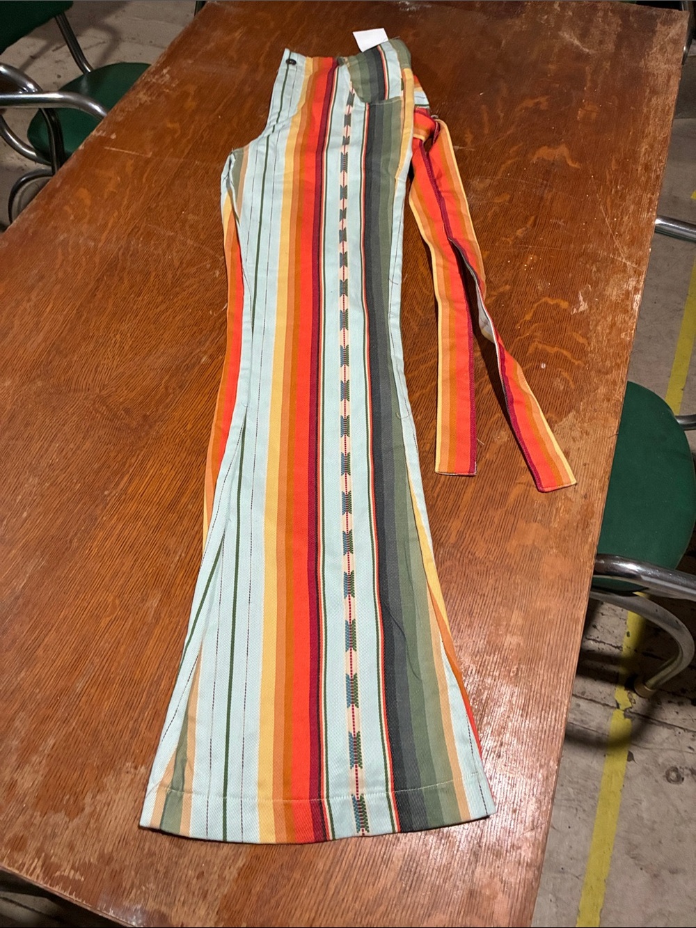 Boho Western Serape Stripe Bell Bottom Pants - Picture 2 of 6